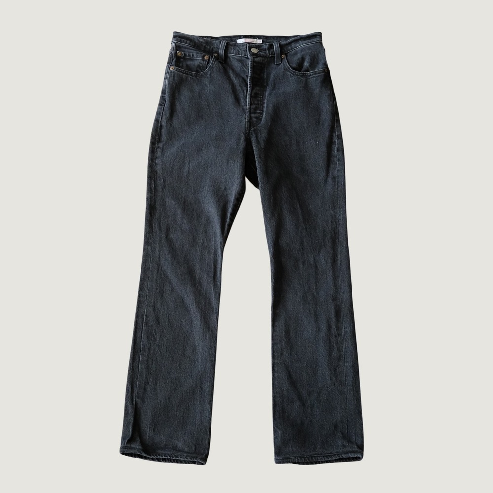 Levi's Ribcage Boot Jeans High Rise Black Denim Bootcut Size 29 Ultra High Waist